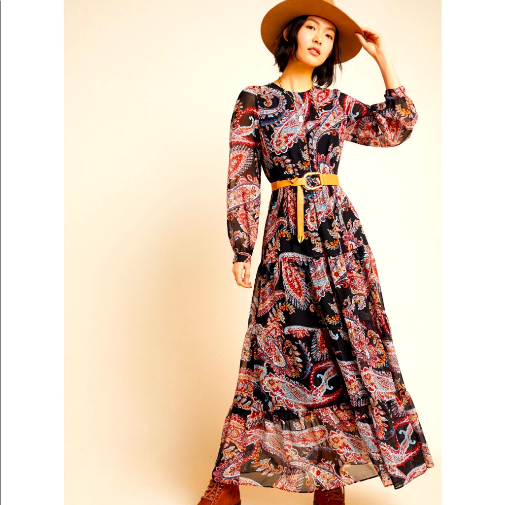Anthropologie Paisley Maxi Dress Size 4